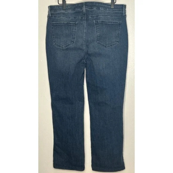 NYDJ Marilyn Jean Size 14 Straight Dark Indigo Wash Lift Tuck High Rise - Picture 2 of 4